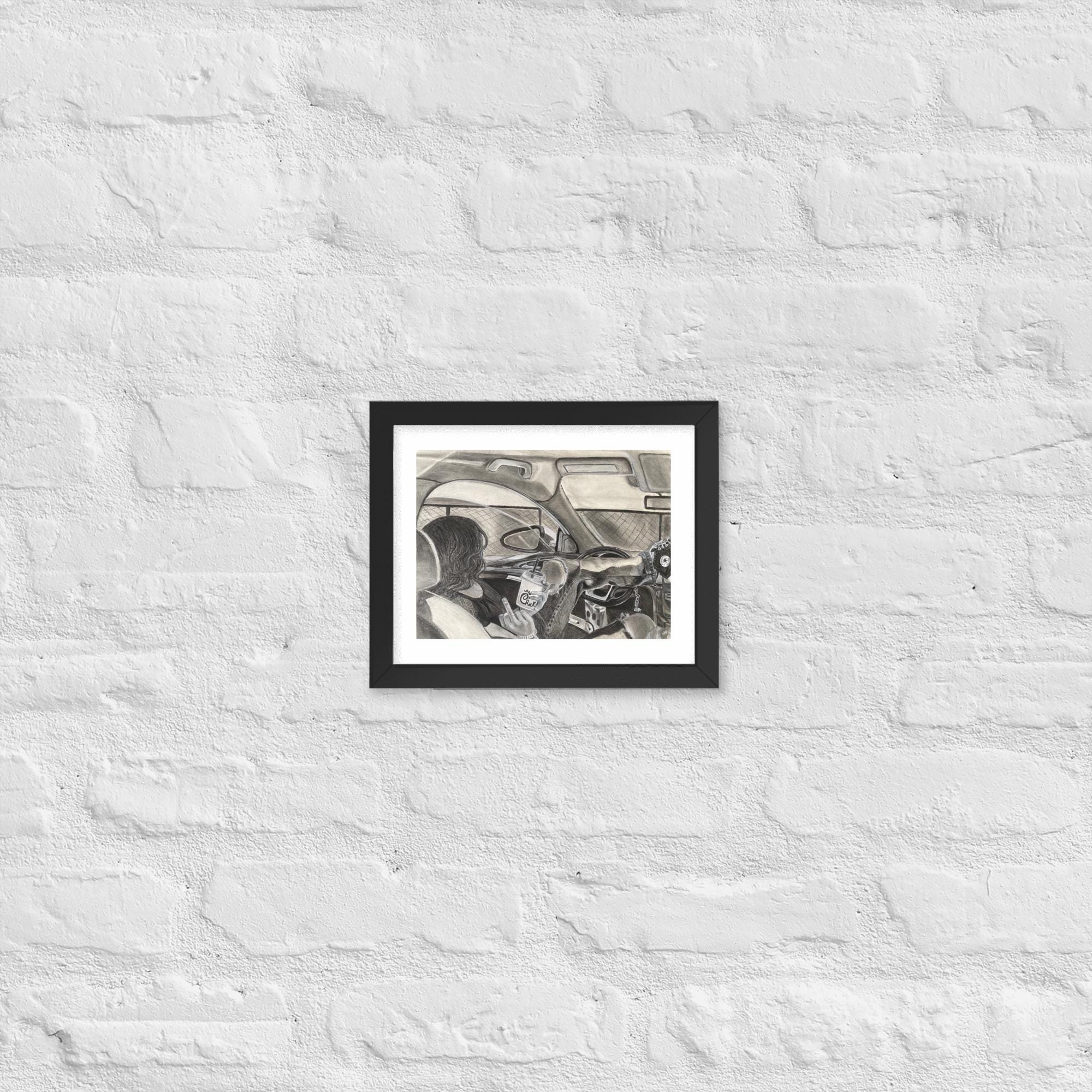 “Coloring Outside the Line” Charcoal Drawing | Framed