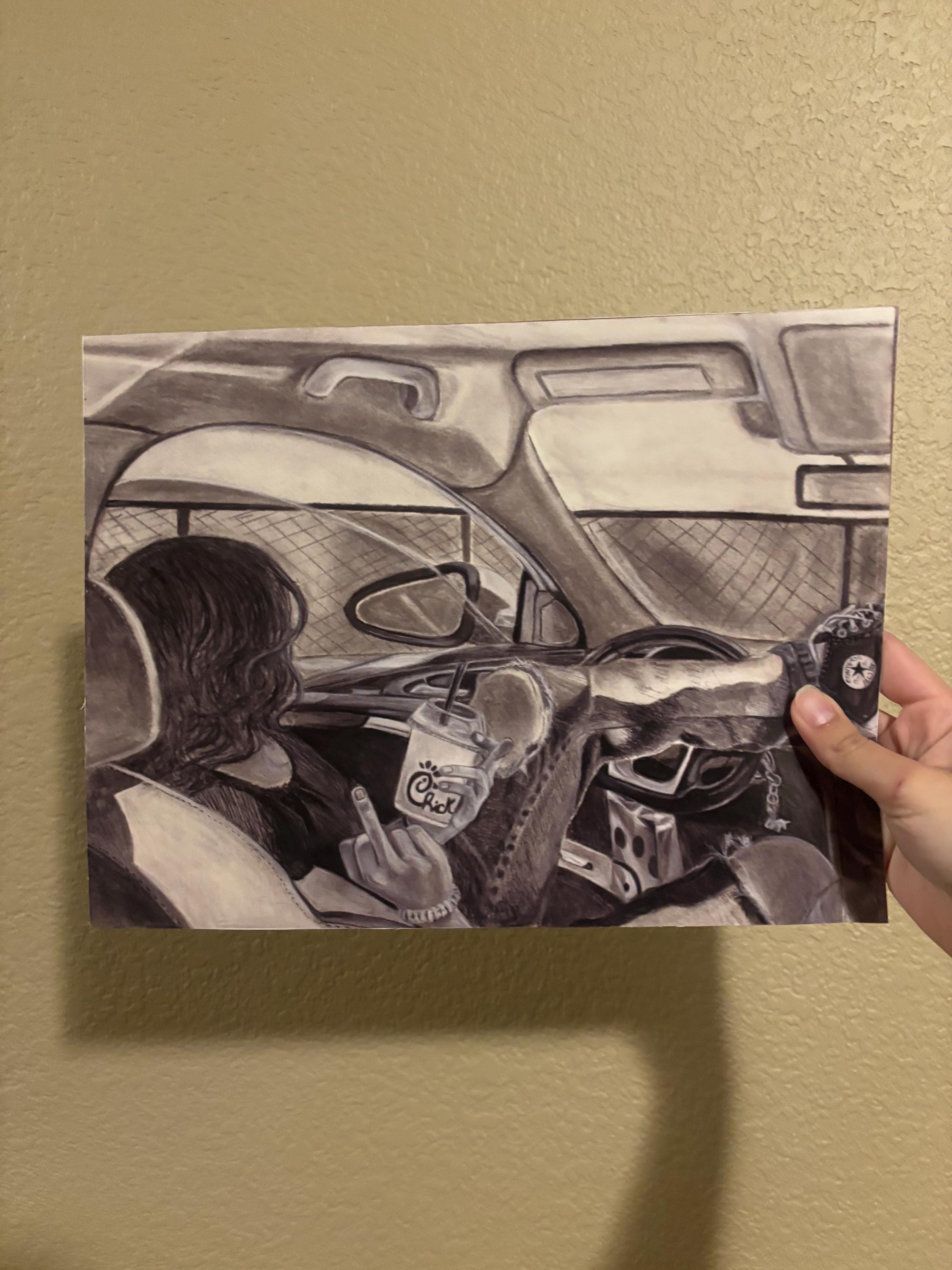 “Coloring Outside the Line” | Charcoal Drawing Art Print