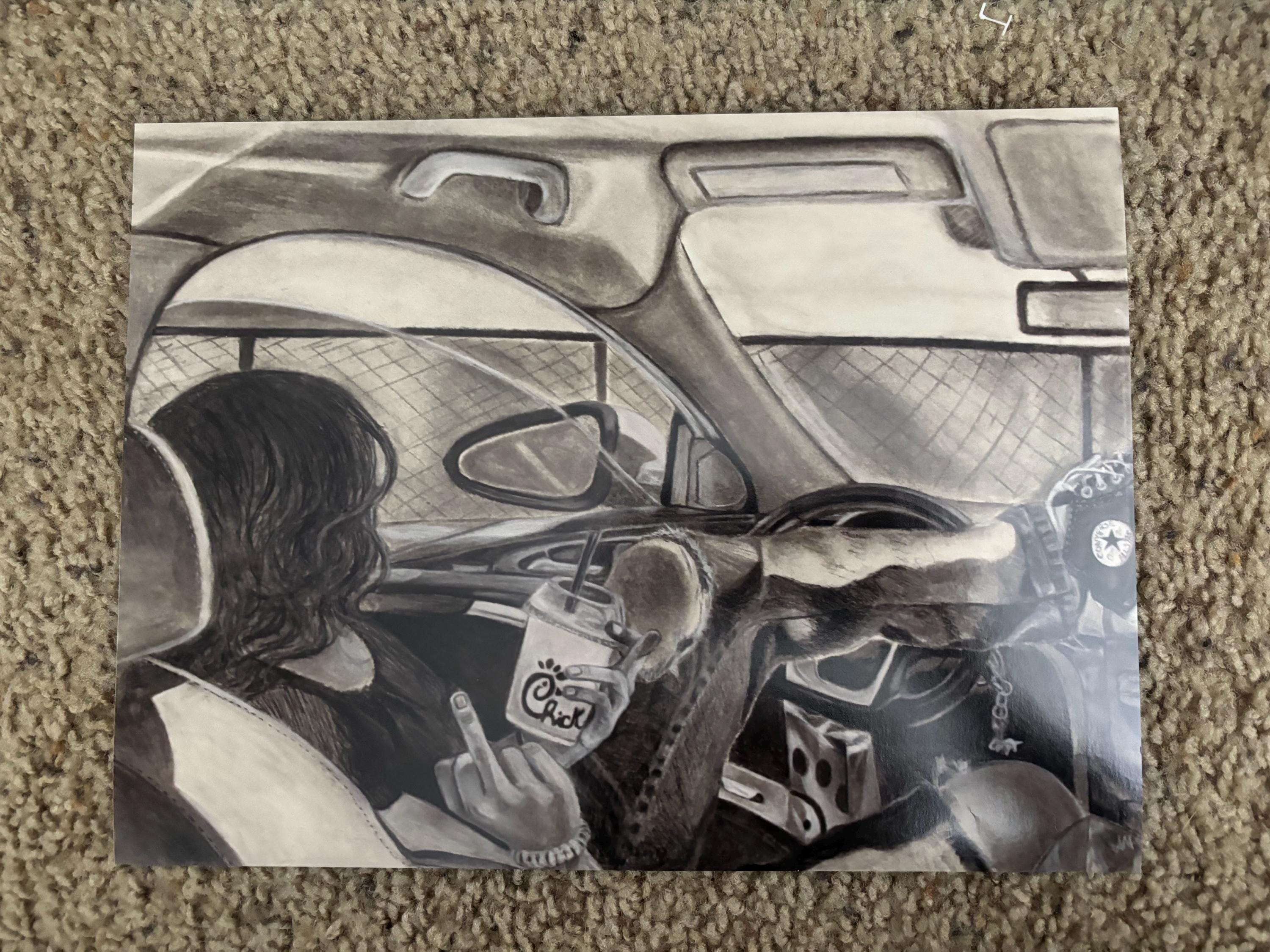 “Coloring Outside the Line” | Charcoal Drawing Art Print