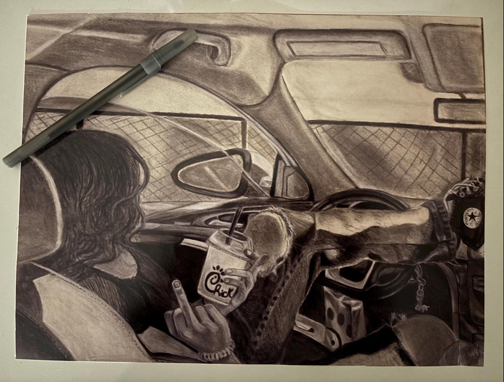 “Coloring Outside the Line” | Charcoal Drawing Art Print