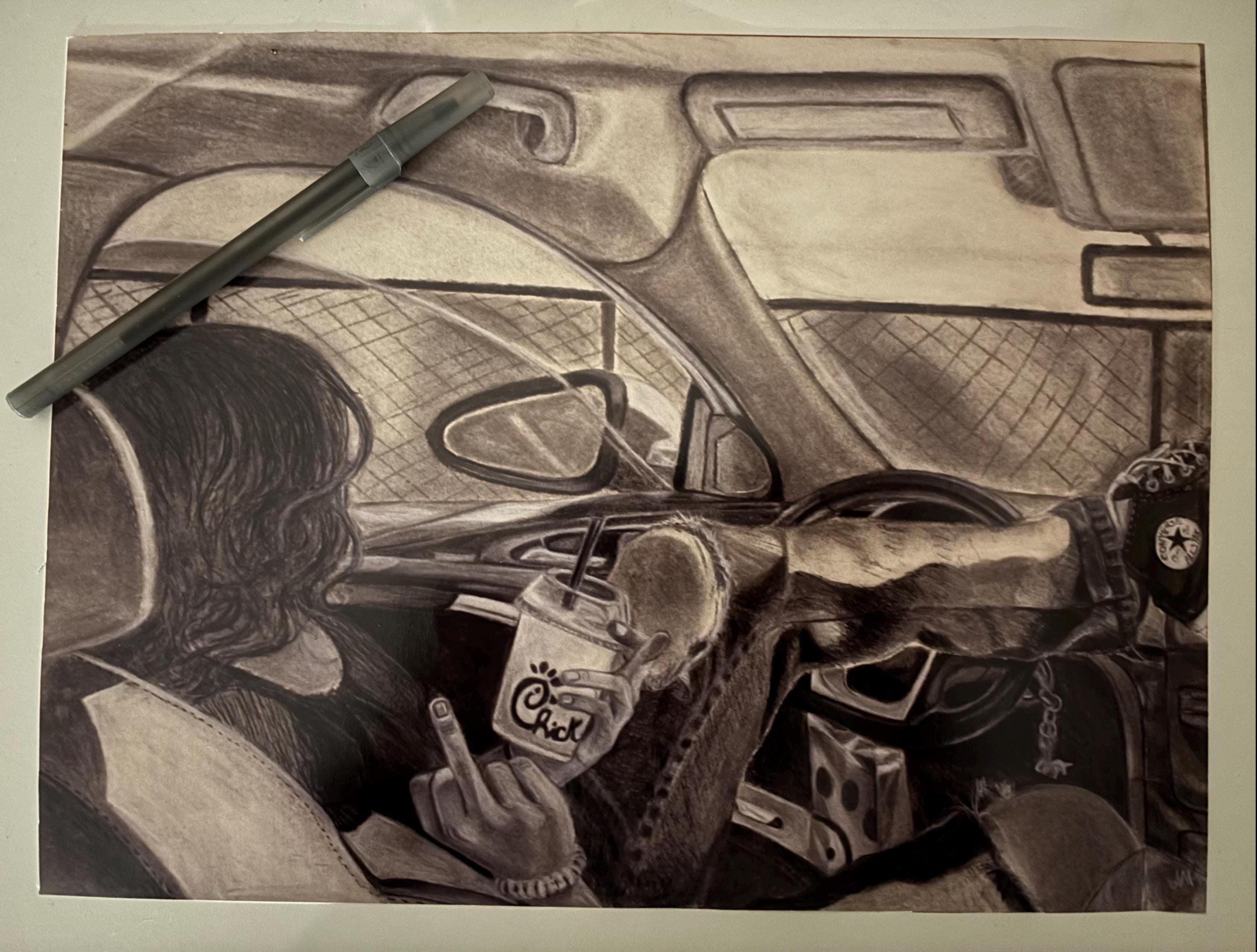 “Coloring Outside the Line” | Charcoal Drawing Art Print