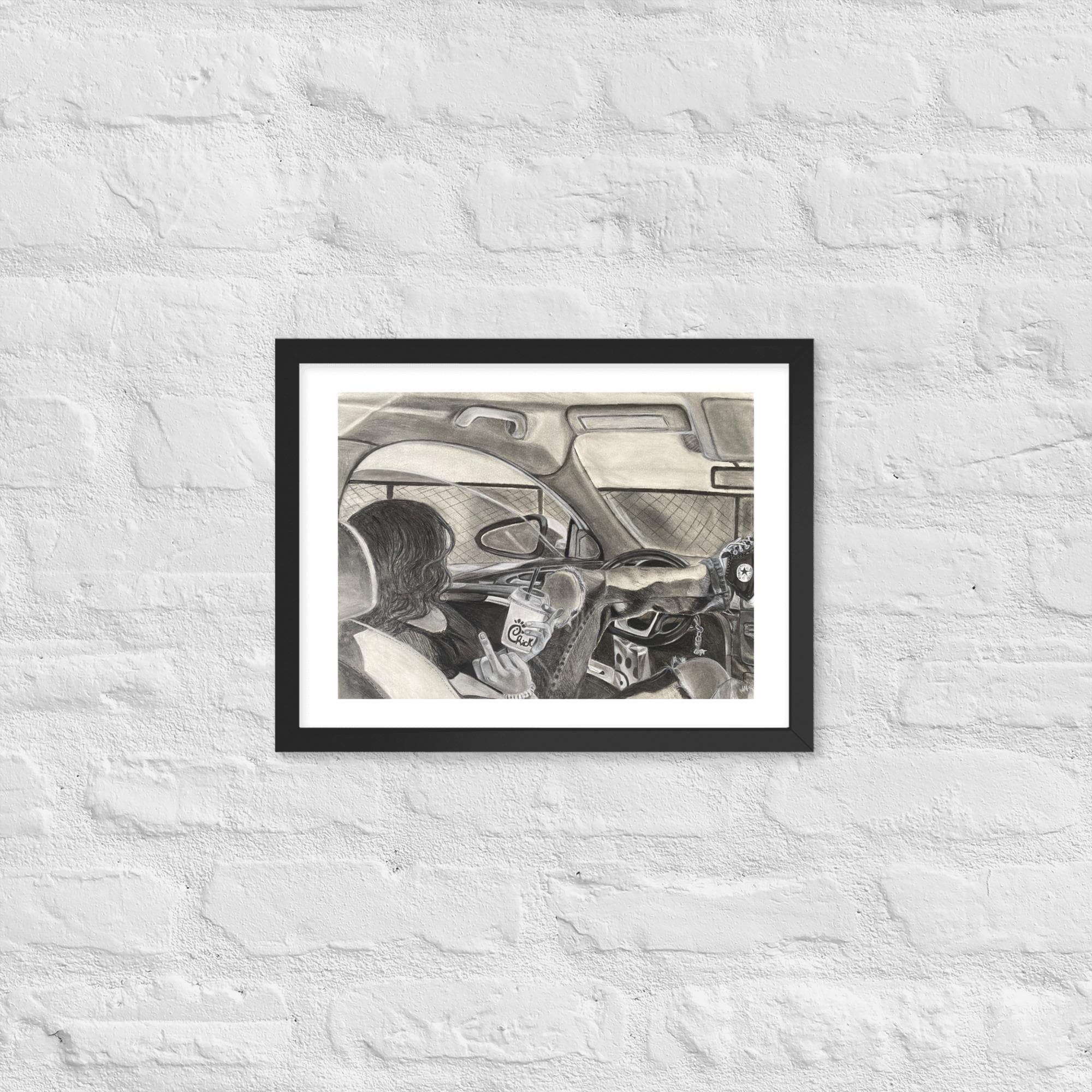 “Coloring Outside the Line” Charcoal Drawing | Framed