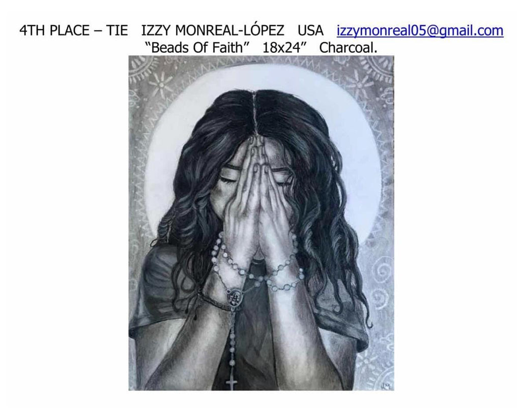“Beads of Faith” Charcoal Drawing Framed