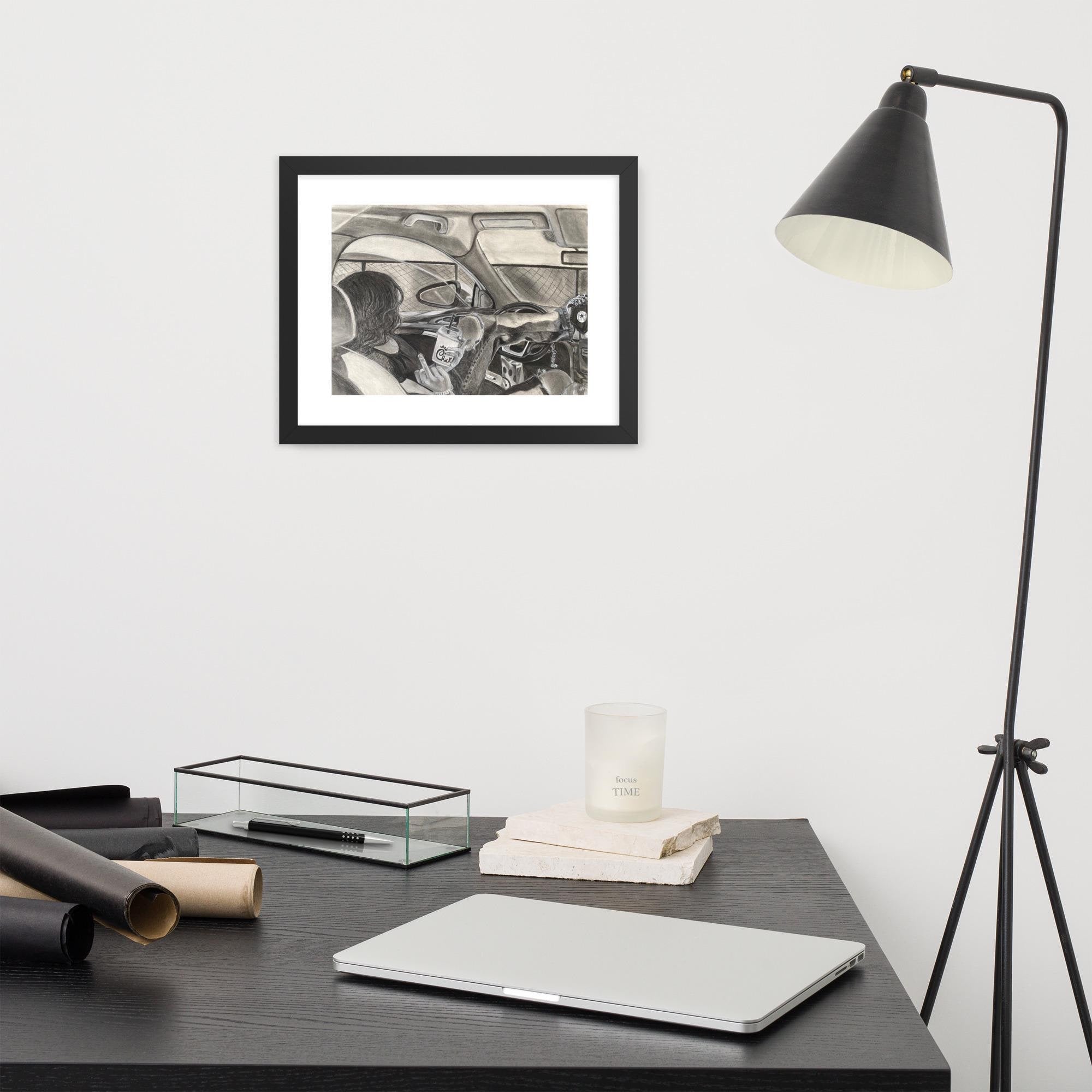 “Coloring Outside the Line” Charcoal Drawing | Framed