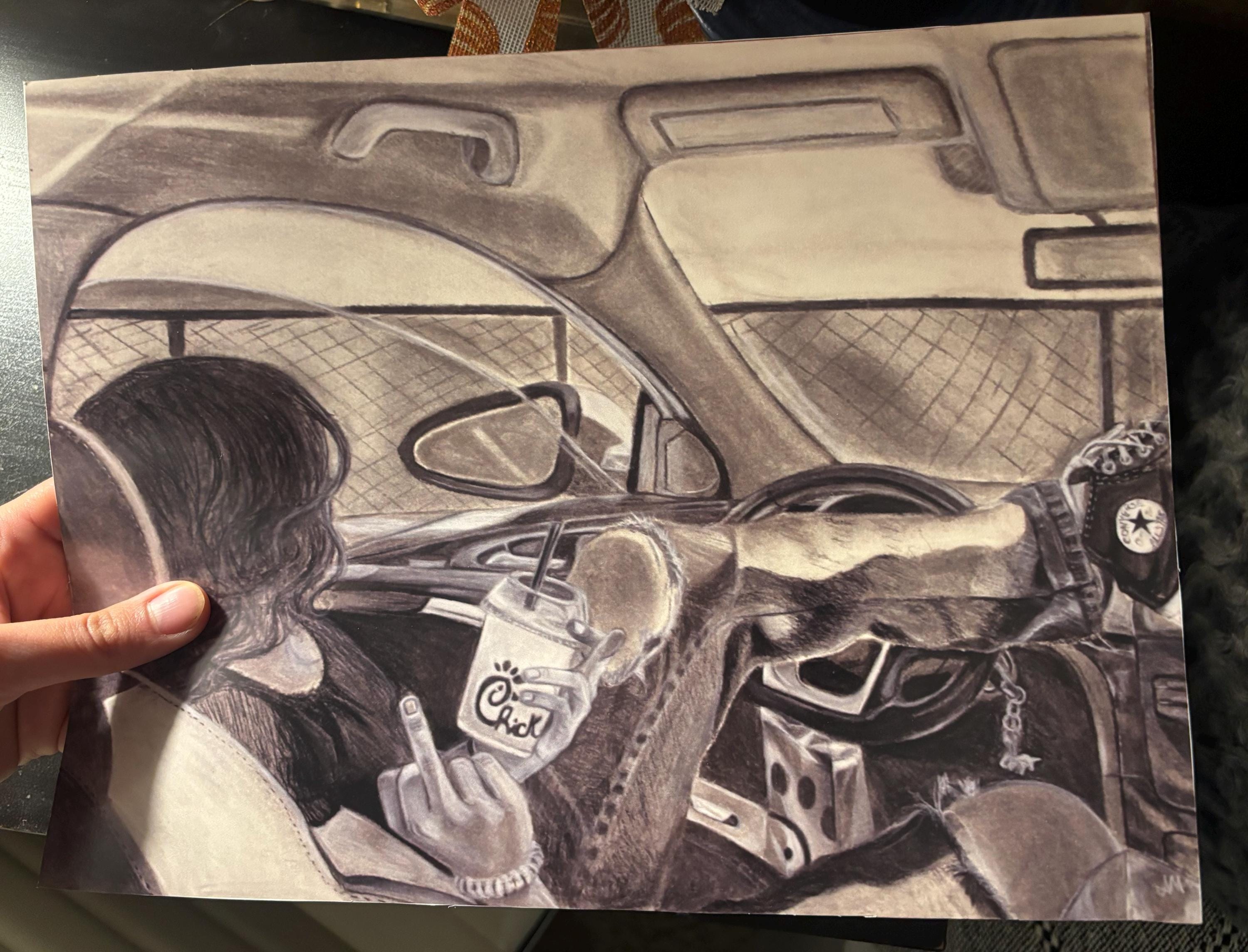 “Coloring Outside the Line” | Charcoal Drawing Art Print