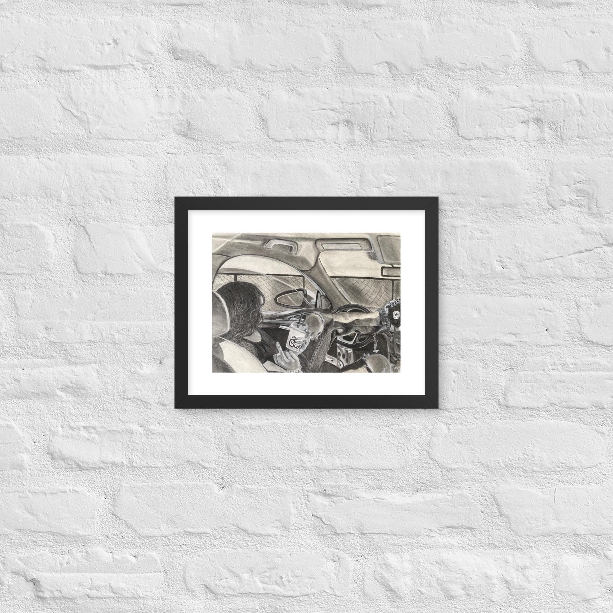 “Coloring Outside the Line” Charcoal Drawing | Framed