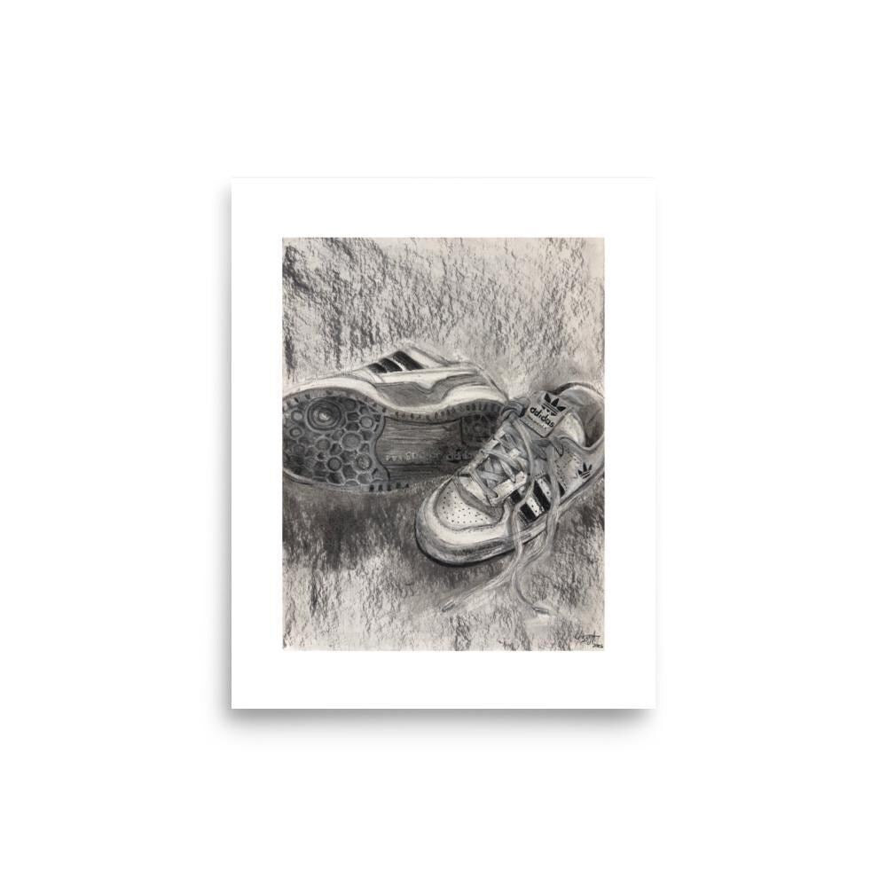Charcoal Sneaker Art Print | Adidas Samba Sneaker Poster